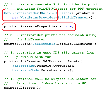 WordPrintProvider sample code