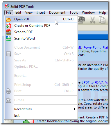 Sélectionner et ouvrir le fichier PDF