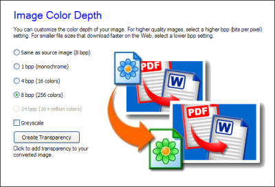 Select a color depth