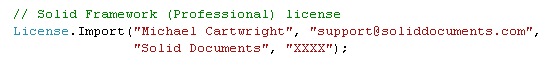 Import your Solid Framework license