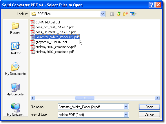 Select and open the PDF document