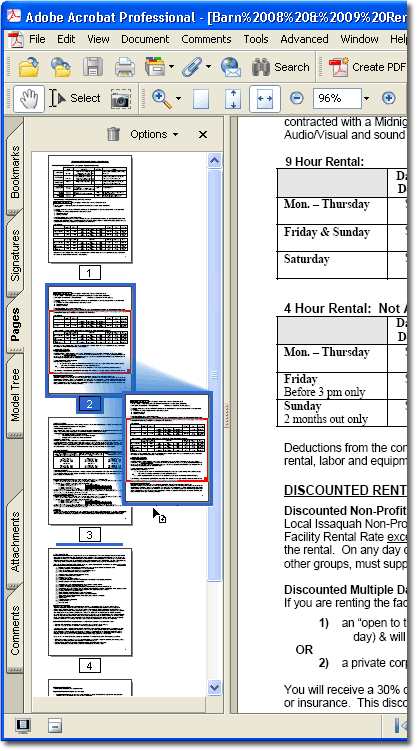 Drag and Drop the selected page at it's new location