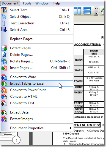 Използване на менюто Document