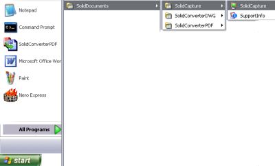 Solid Capture from the Start menu